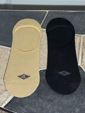 NEW Sperry 2 Pair No Show Liner Socks Tan Black Men’s Size 10-13